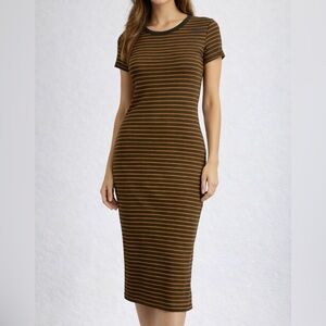 BDG Olive and Orange Striped Midi Dress XL